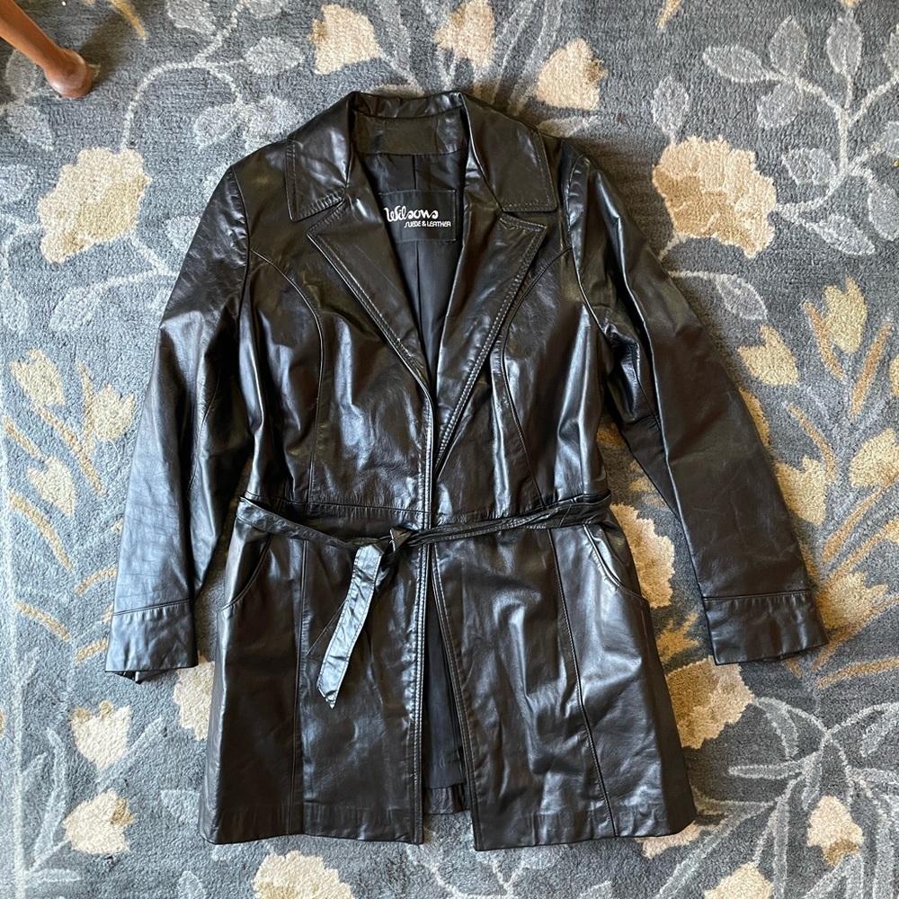 Vintage Wilson’s Leather Tie Front Trench S/M